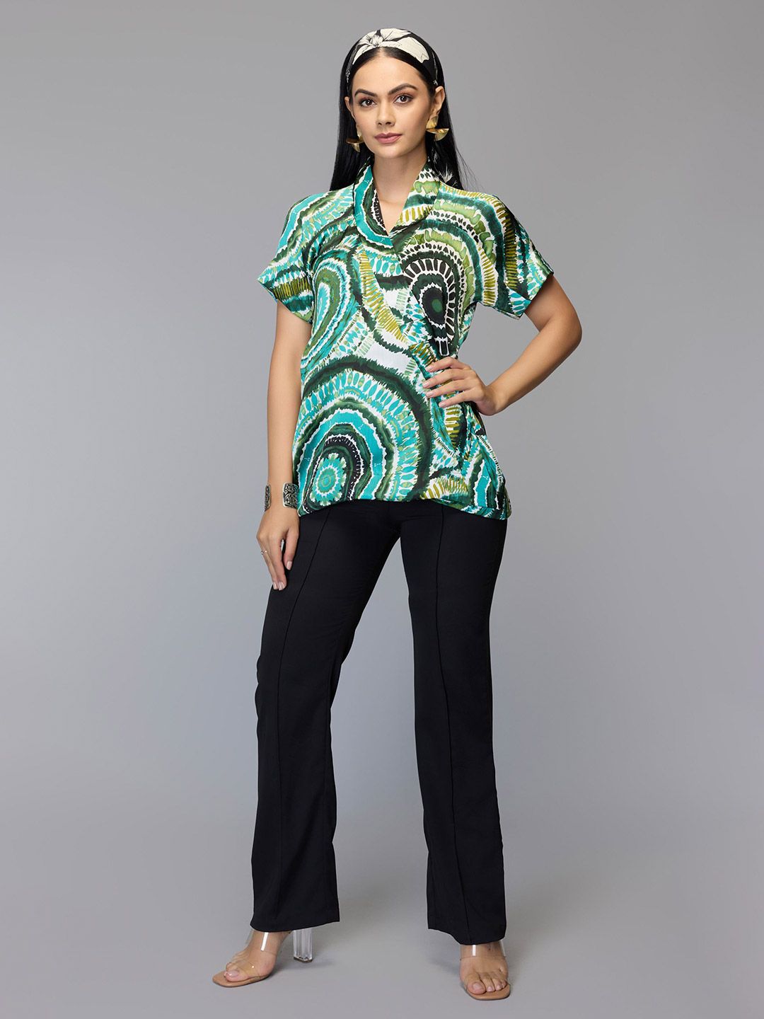 Tamiska By Narendra Kumar Women Tropical Printed V-Neck Wrap Top-picture-37