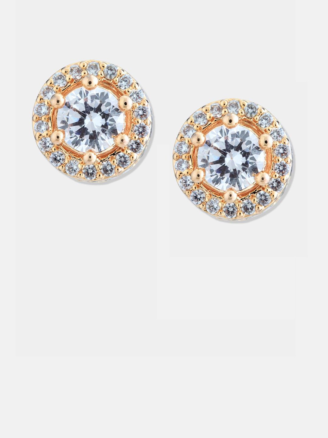 ATIBELLE Set Of 2 Gold-Plated Cubic Zirconia Studded Circular Studs