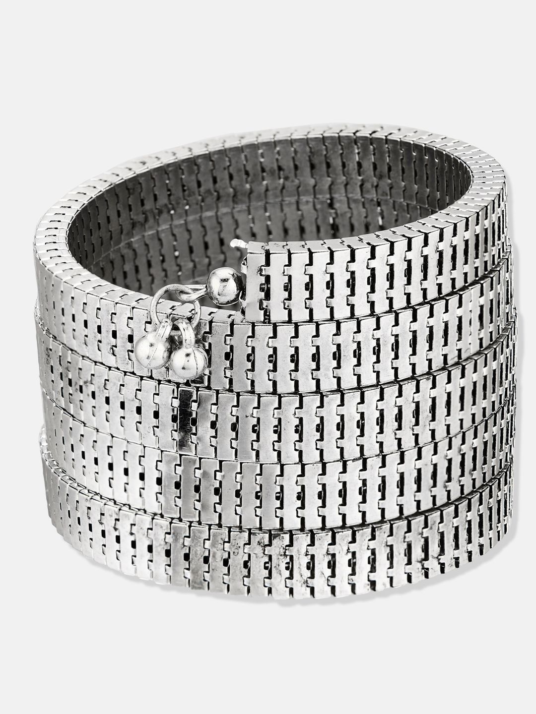 ATIBELLE Women 2 Brass Silver-Plated Cuff Bracelet