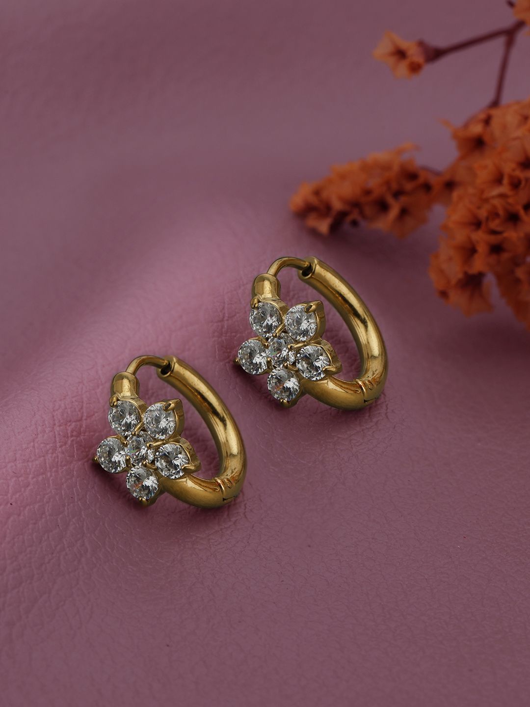 Carlton London Floral Hoop Earrings-picture-17