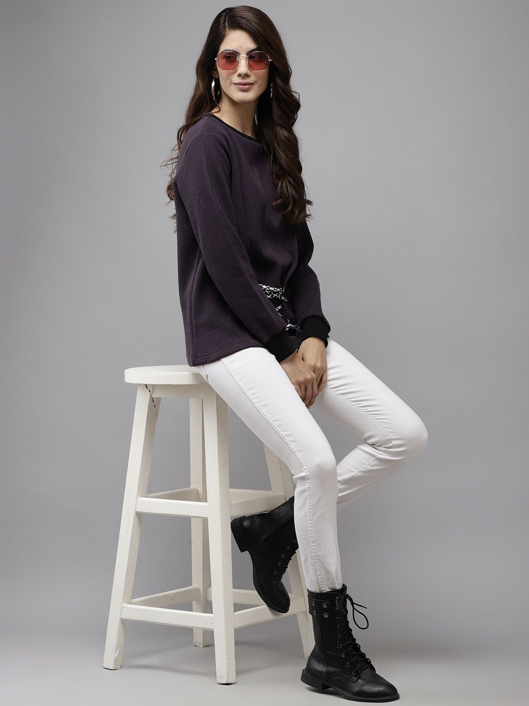 The Roadster Lifestyle Co Women Solid Cotton Round Neck Pullover-picture-34
