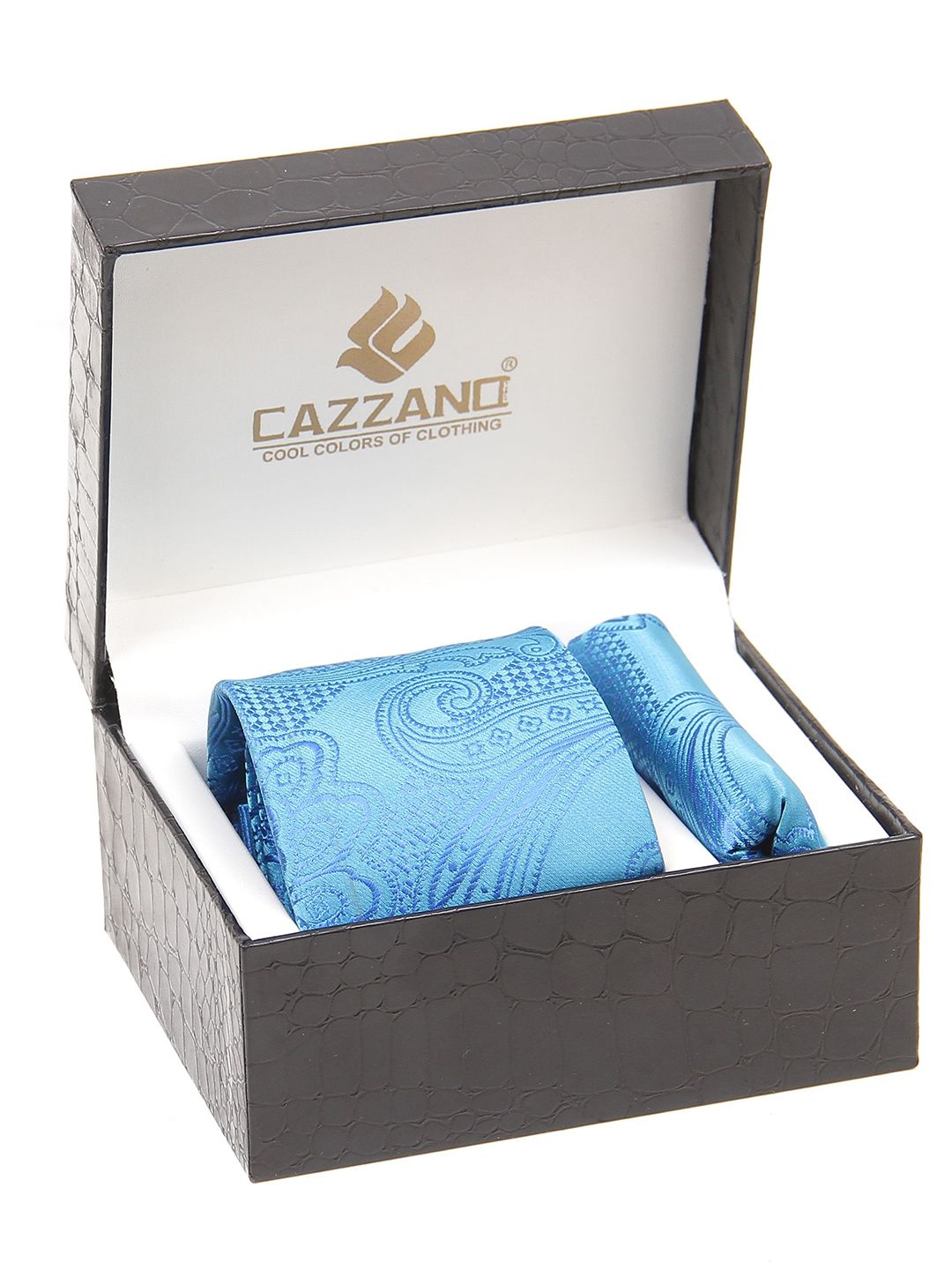Cazzano MenPrinted Neck Tie With Pocket Square Accessory Gift Set-image-17