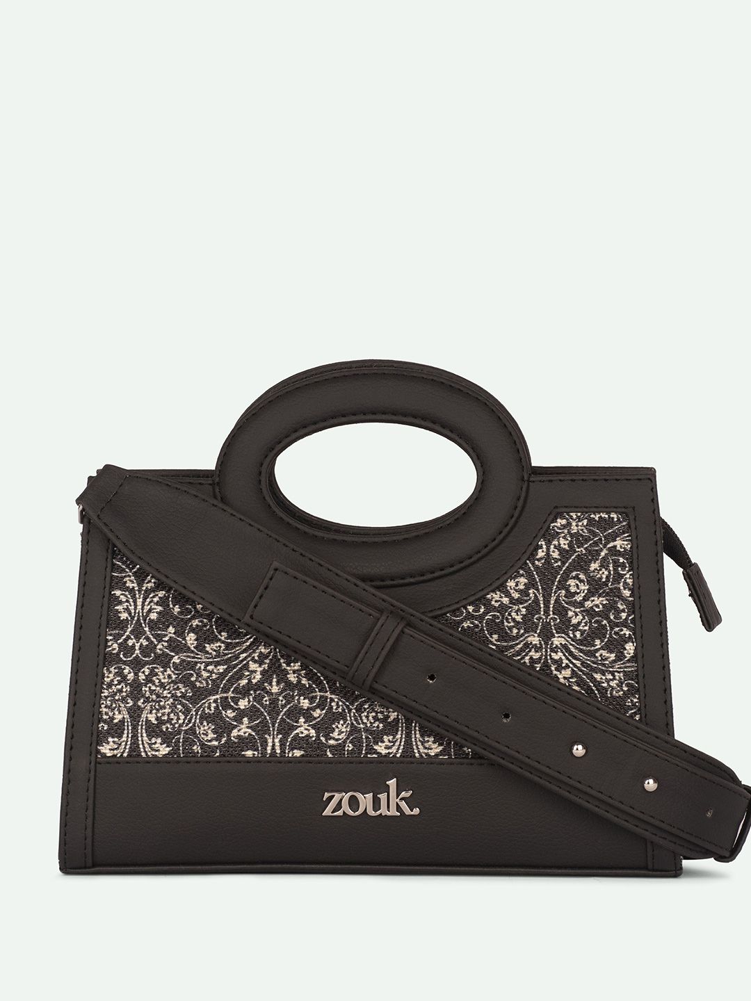 alt by zouk ZOUK Zoe Lattice Lace Floral Printed Swagger Jute Sling Bag-picture-34