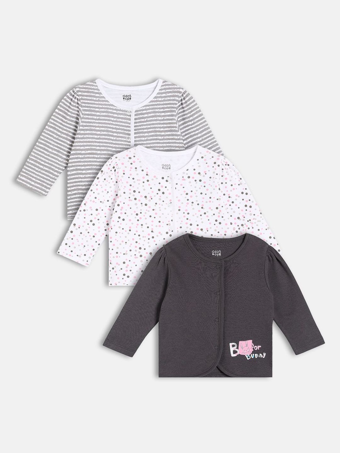 MINI KLUB Pack Of 3 Infant Girls Long Sleeve Printed Jhabla Vests 27NGFV1166-EHRO-picture-13