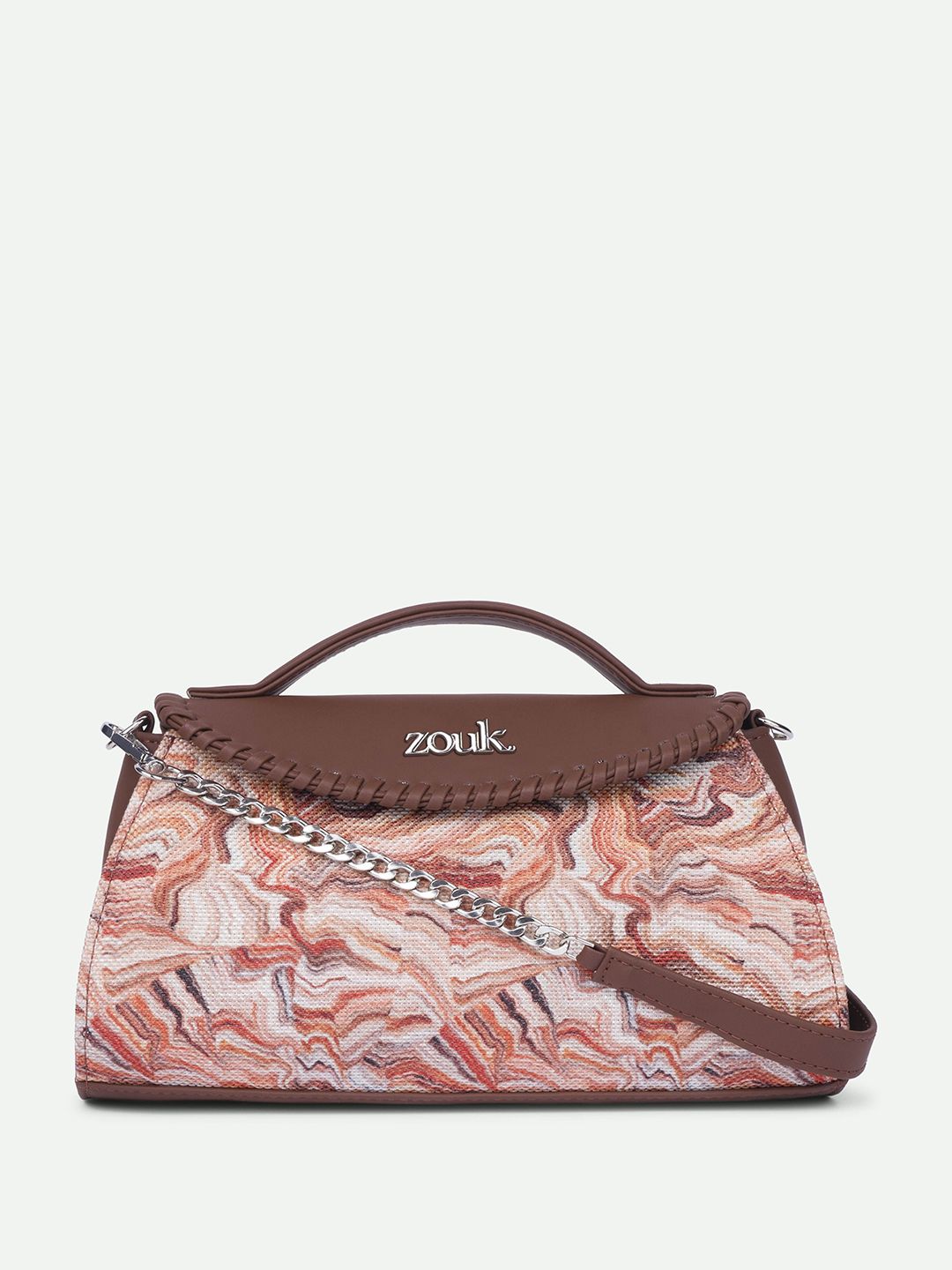 alt by zouk ZOUK Saisha Nicobar Coral Abstract Textured Structured Jute Sling Bag-picture-35