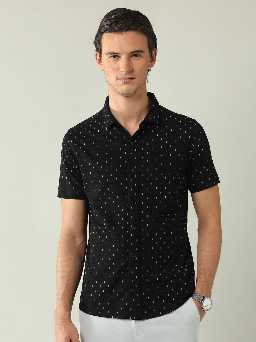 AD By Arvind Slim Fit Micro Ditsy Printed Opaque Cotton Casual Shirt-picture-24