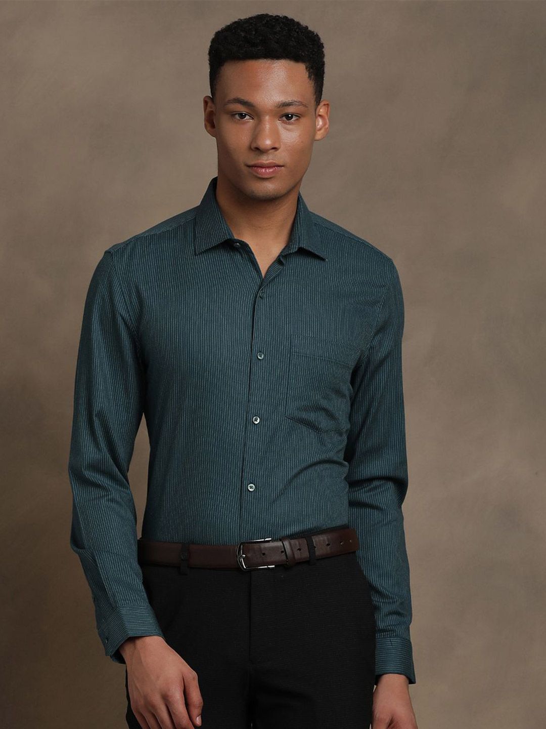 Turtle Classic Textured Slim Fit Pure Cotton Formal Shirt-picture-24