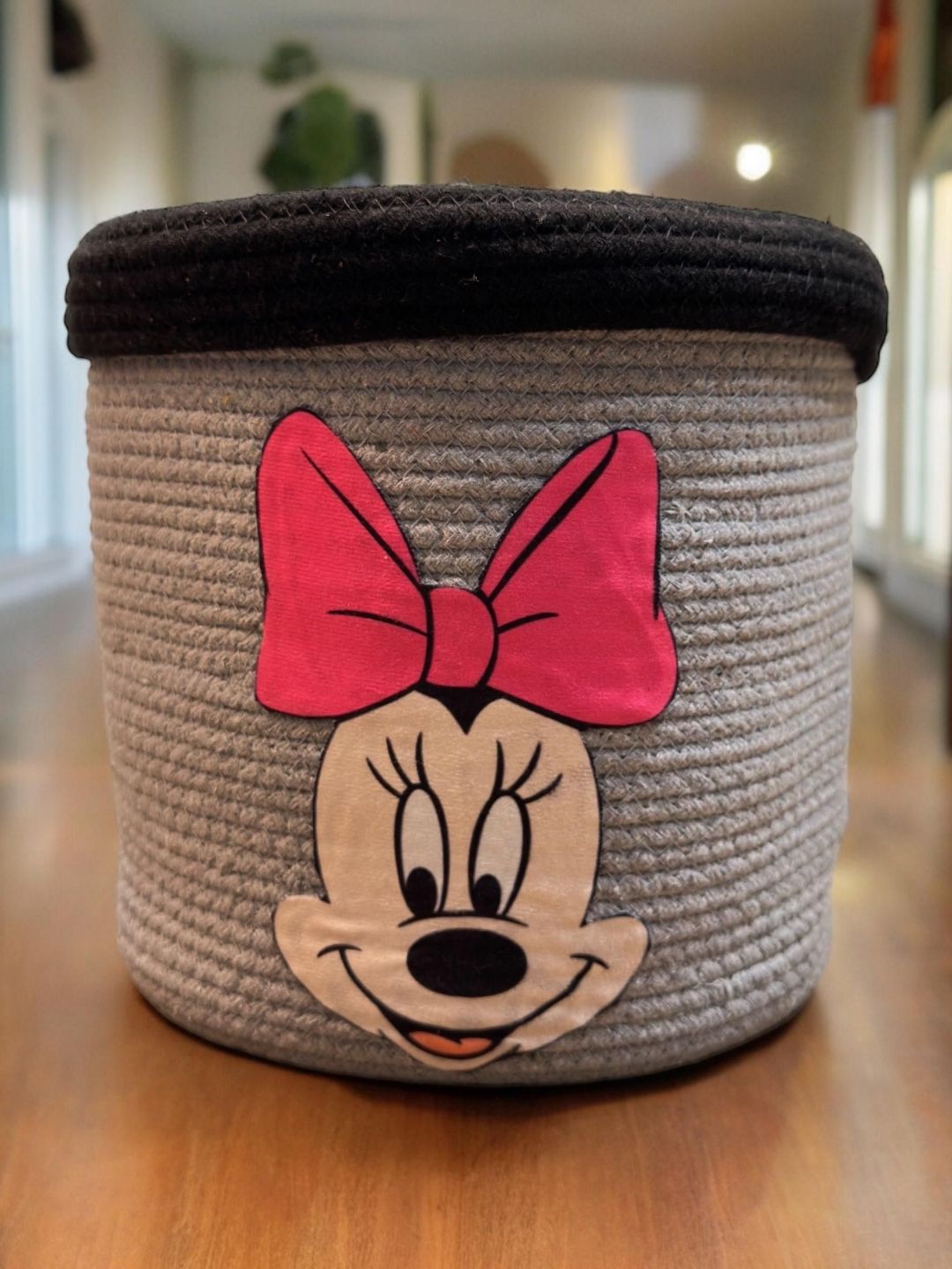 Dolce Casa Grey & Black Textured Rope Laundry Bag With Lid-image-34