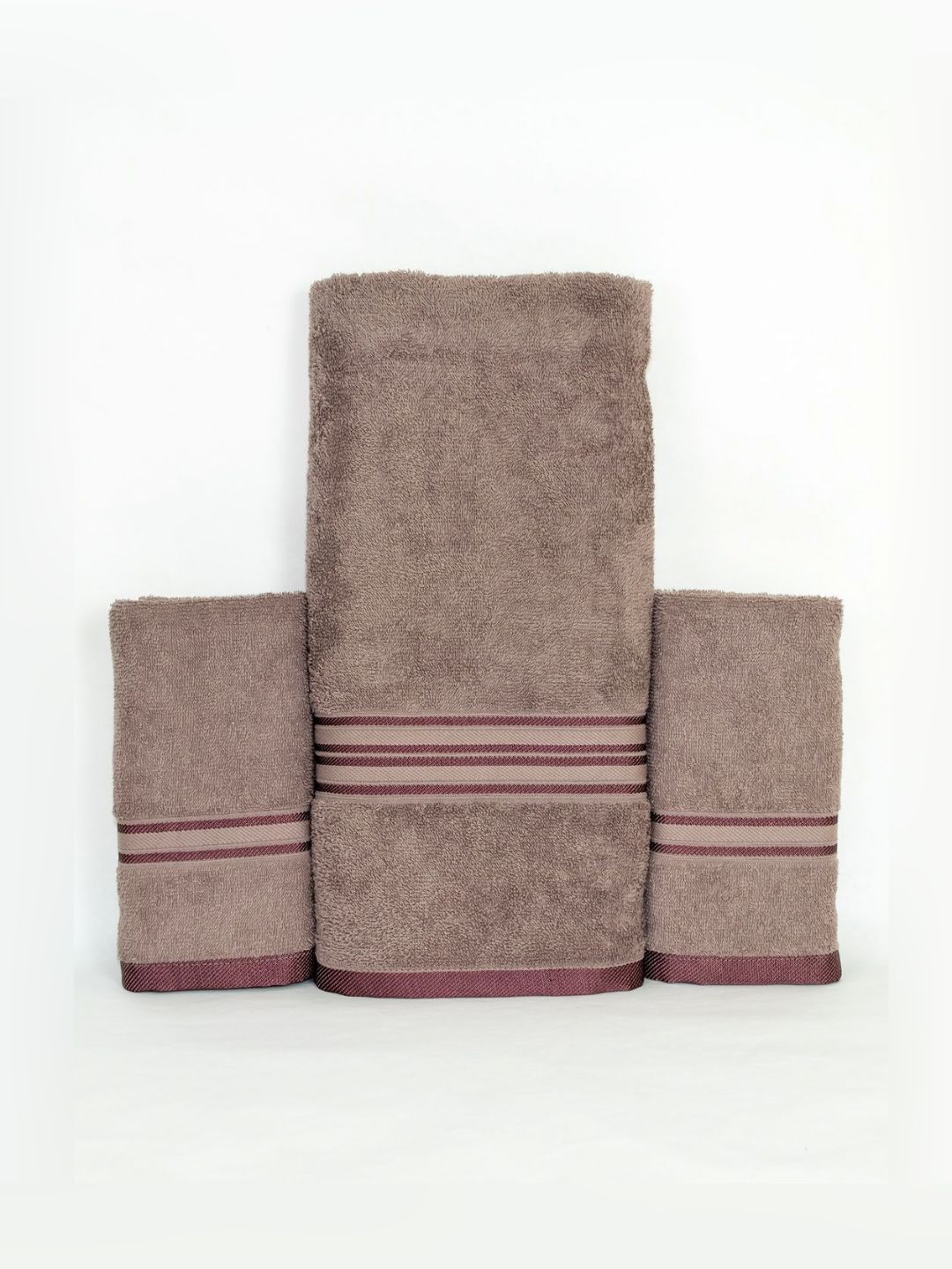 Aura Brown 3 Piece Cotton 400 GSM Towel Set-image-44
