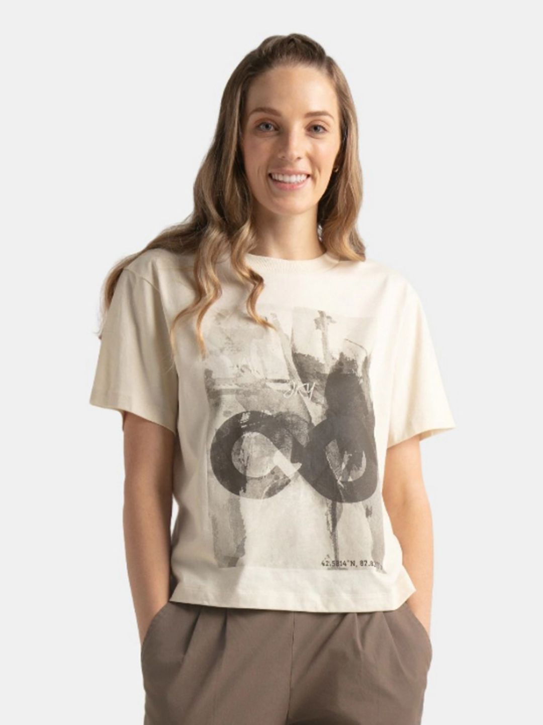 Jockey Women Cotton Rich Oversized Printed T-Shirt with Drop Shoulder Styling-WZ04-picture-22