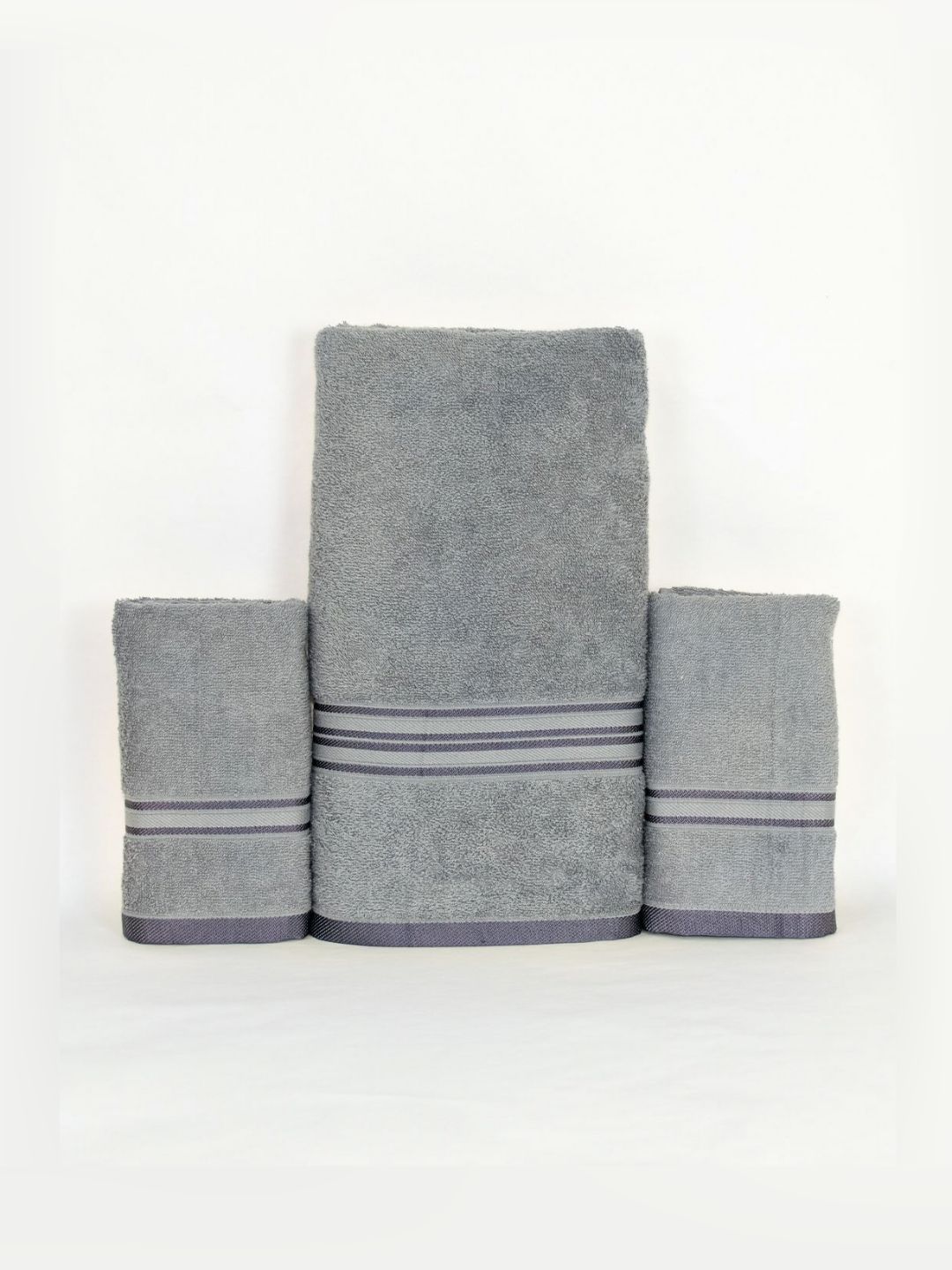 Aura Grey 3 Piece Cotton 400 GSM Towel Set-image-46
