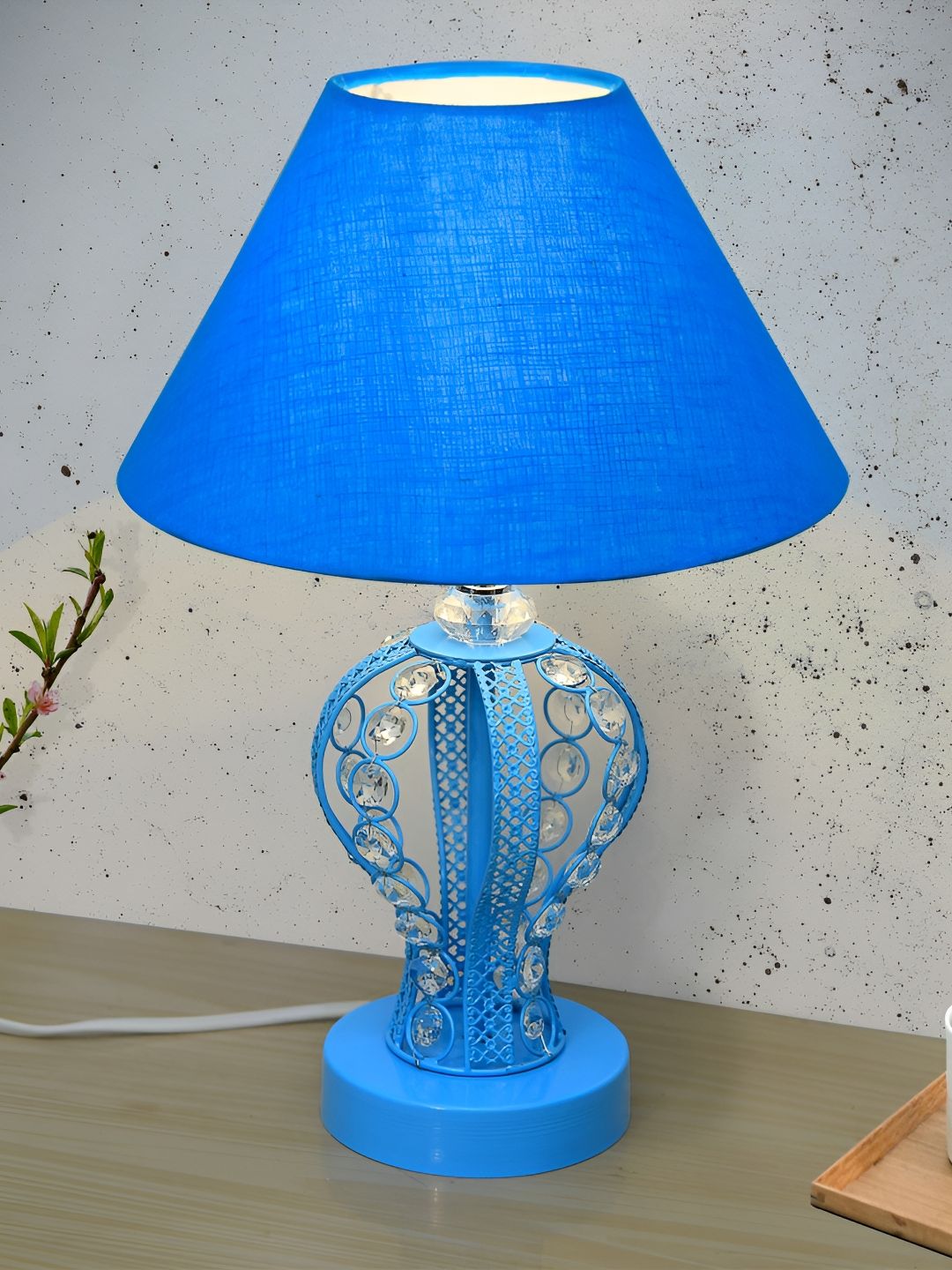 Homesake Turquoise Blue Metal Cylindrical Shaped Table Lamp-image-26