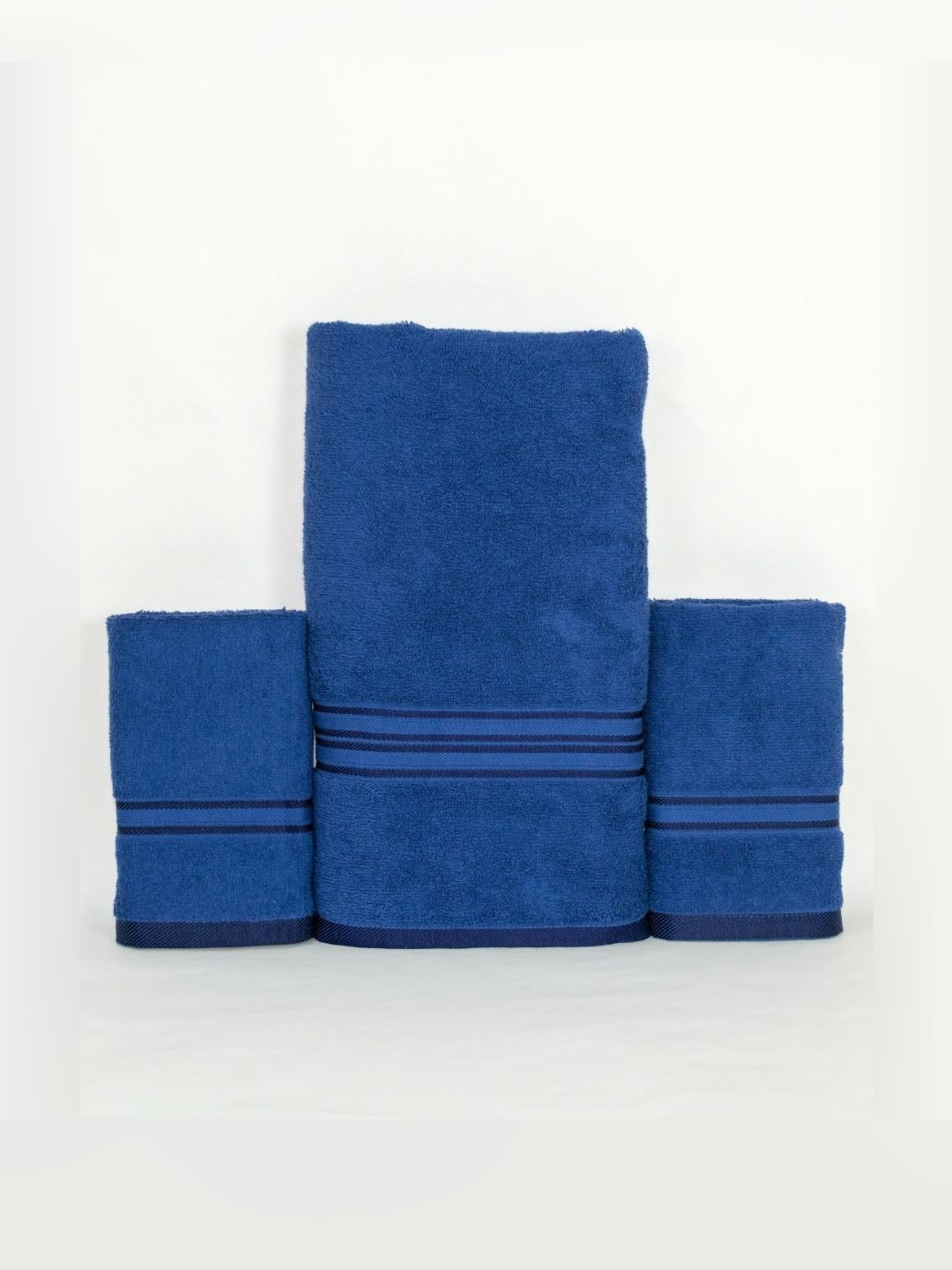 Aura Navy Blue 3 Pieces Cotton 400 GSM Towel Set-image-47