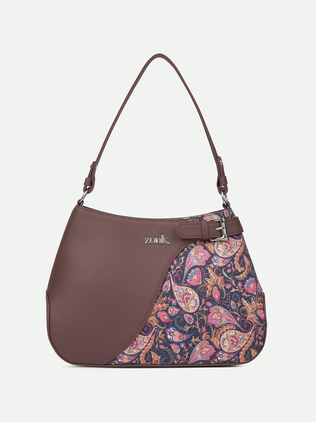 ZOUK Ethnic Motifs Printed Leather Structured Handheld Bag