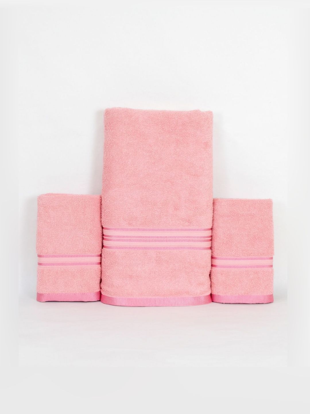 Aura Peach-Coloured 3 Piece Cotton 400 GSM Towel Set-image-14