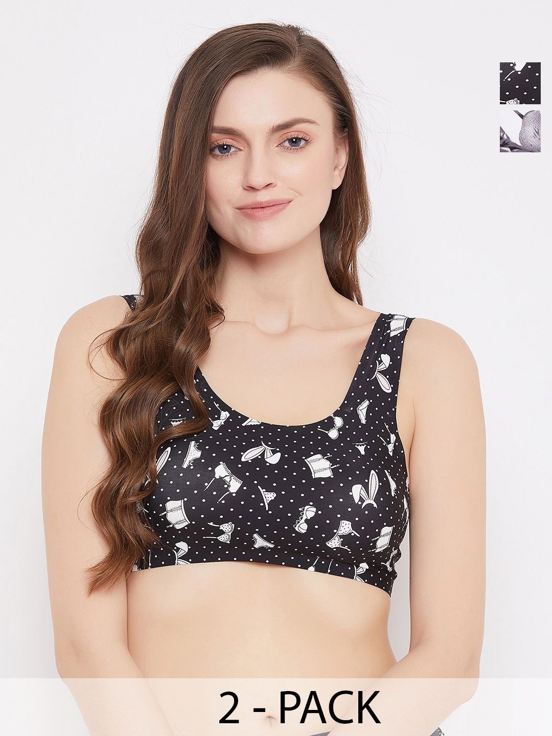 SECRETS BY ZEROKAATA Women Assorted Pack of 2 Printed Padded Bralette