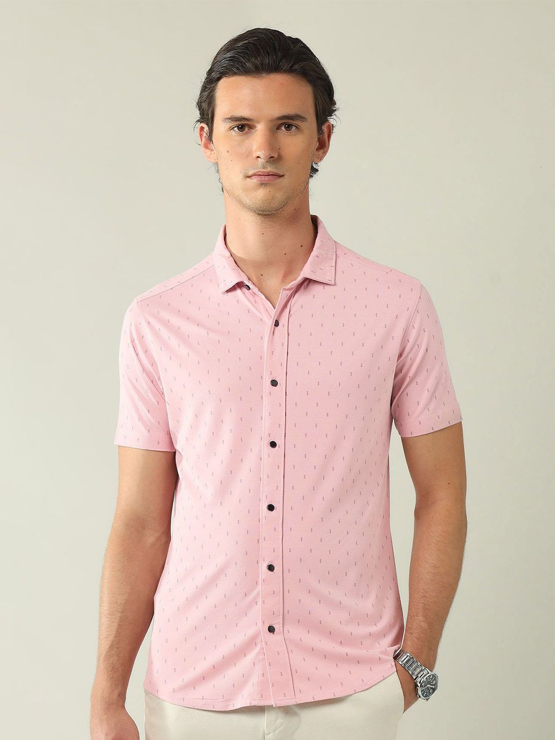 AD By Arvind Slim Fit Micro Ditsy Printed Opaque Cotton Casual Shirt-picture-10