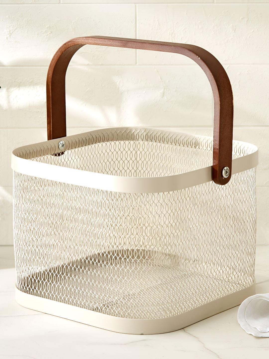 Home Centre Cream-Coloured Set of 1 Regular Tote Basket Organisers-picture-47