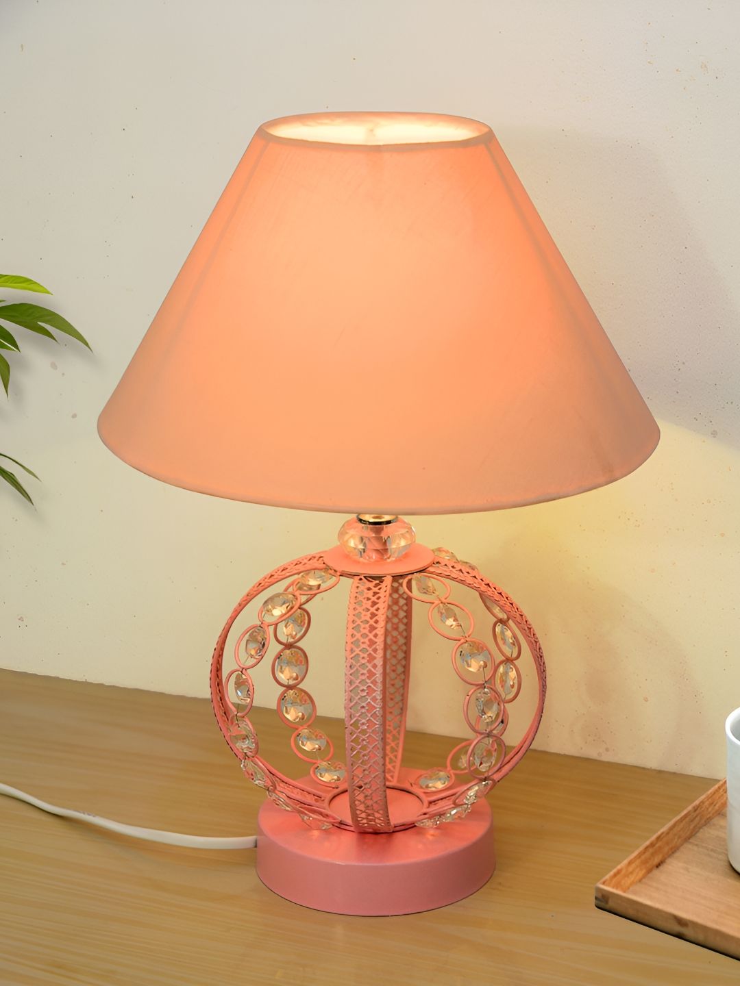 Homesake Pink Metal Frusturical Shaped Table Lamp-picture-22