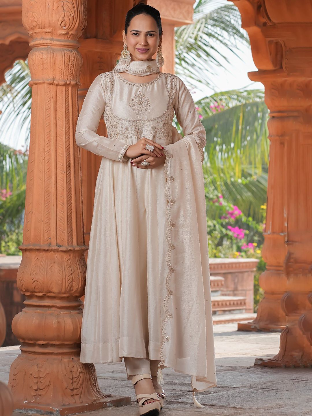 KALINI Women Floral Embroidered Kurta with Trousers & With Dupatta