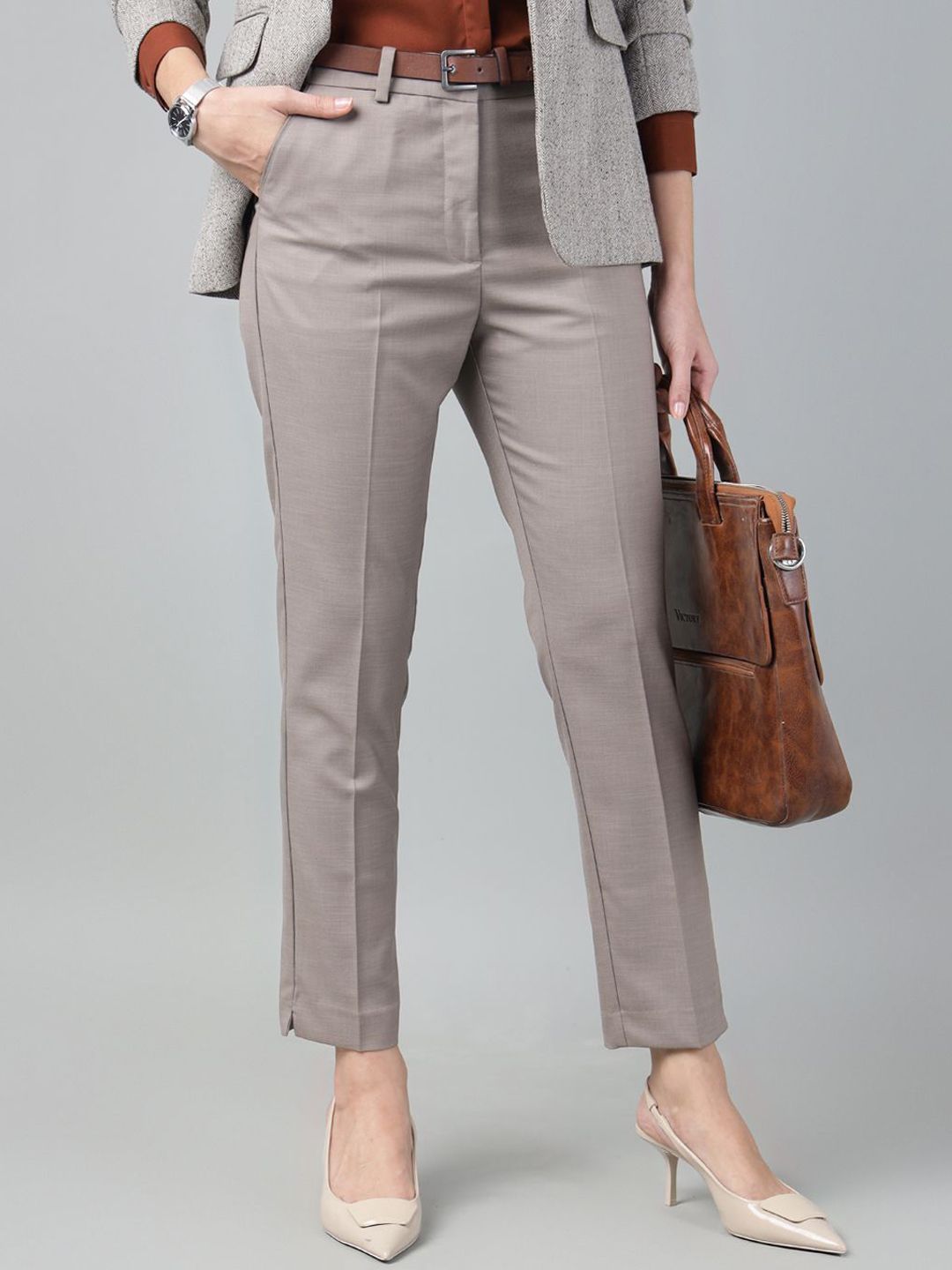 Hancock Formal TrouserWomen Slim Fit High-Rise Wrinkle Free Trousers-picture-22