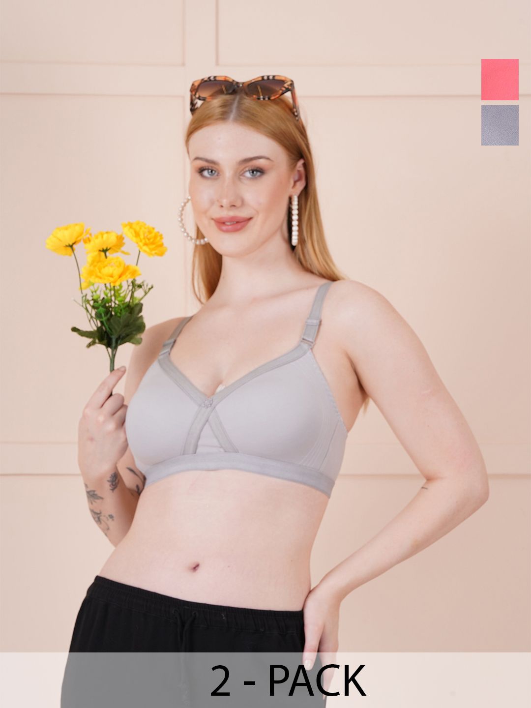 LARIX Women Pack of 2 Seamless Full Coverage Bra