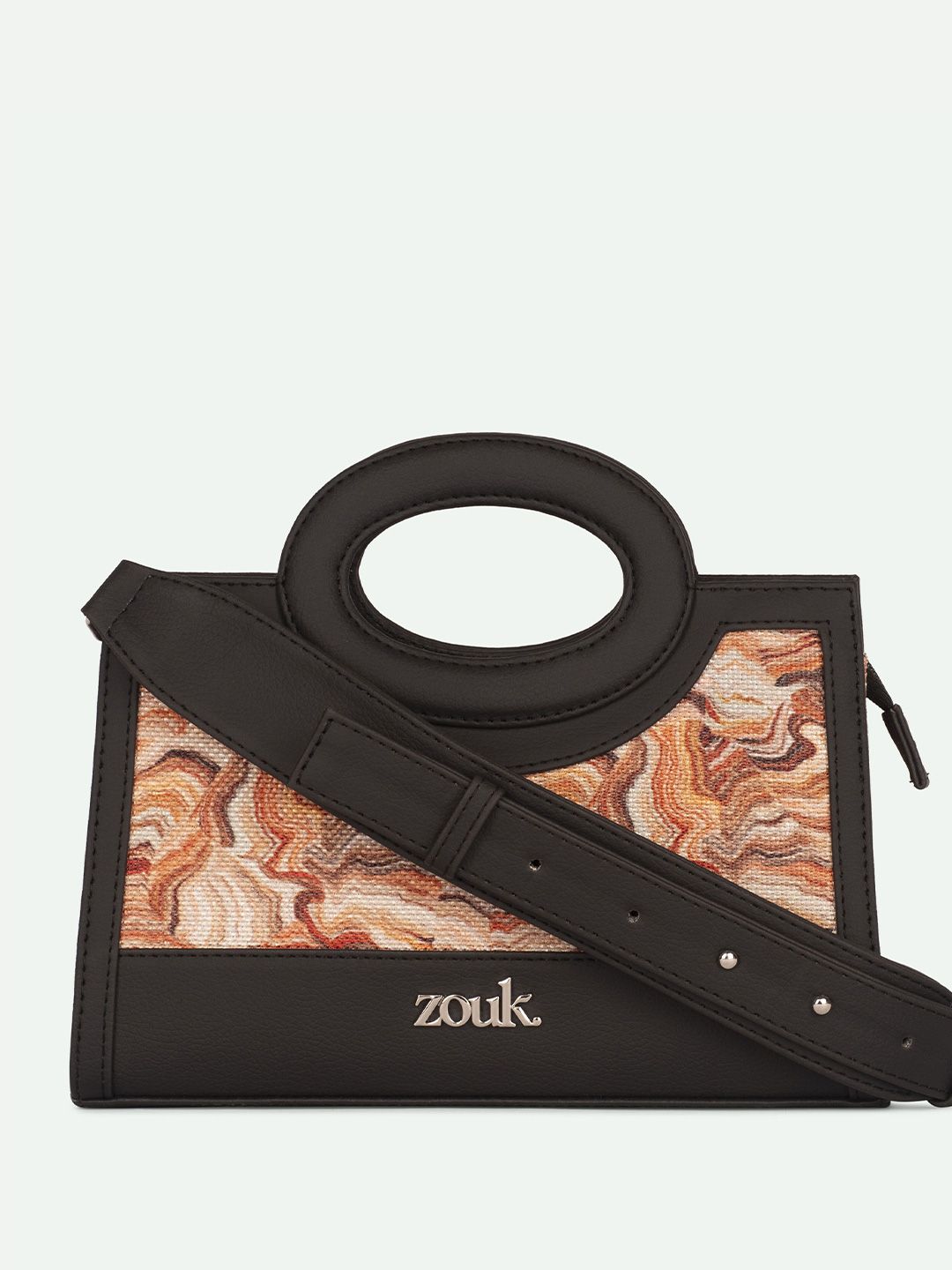 alt by zouk ZOUK Zoe Nicobar Abstract Textured Structured Jute Sling Bag-picture-18