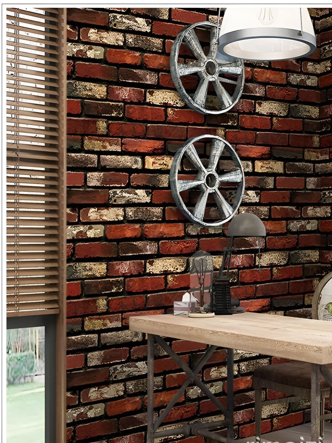 INDIAN ROYALS Orange & Brown Brick Design Printed Self-Adhesive & Durable Wall Sticker-picture-35