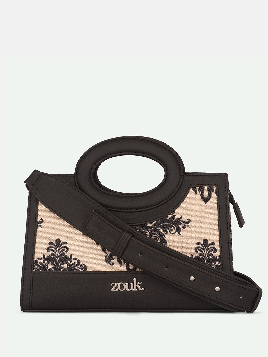 alt by zouk ZOUK Mughal Ethnic Motifs Printed Jute Structured Sling Bag-picture-41