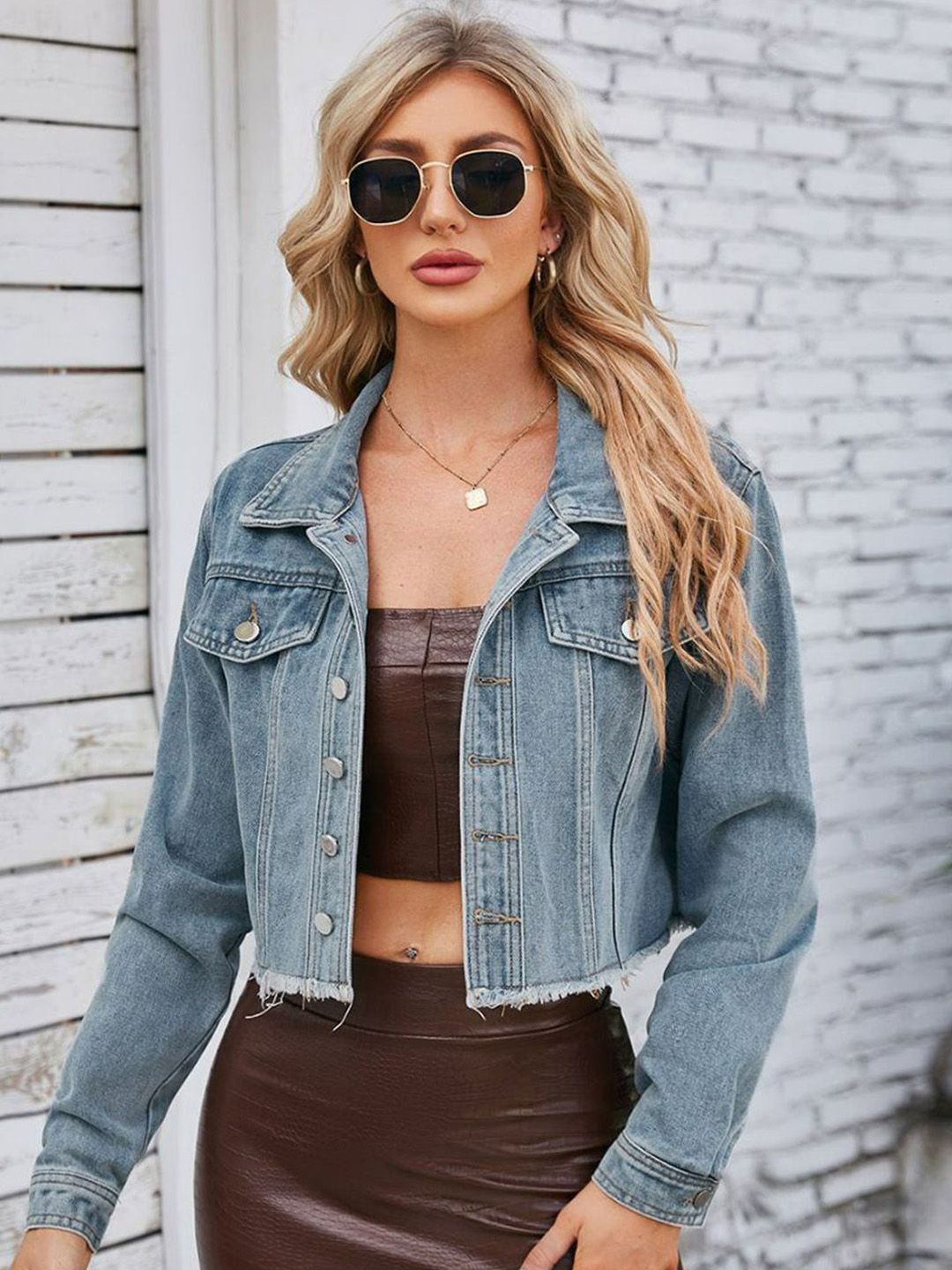 The Roadster Lifestyle Co Spread Collar Crop Jacket-picture-30