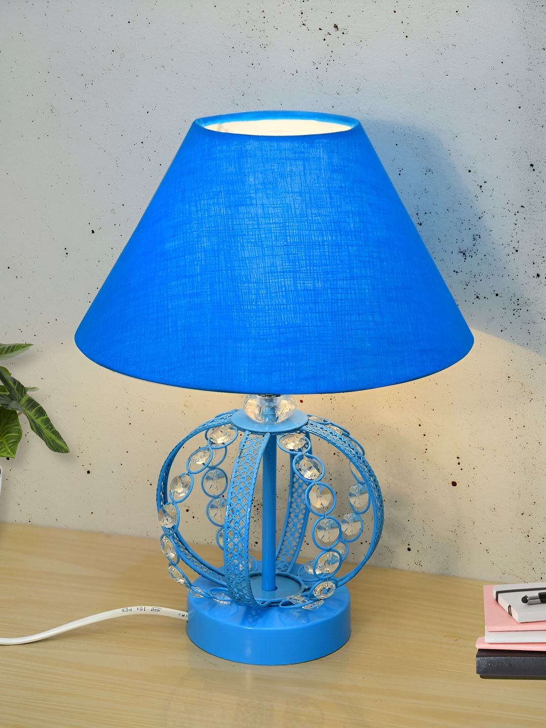 Homesake Turquoise Blue Metal Frusturical Shaped Table Lamp-image-21