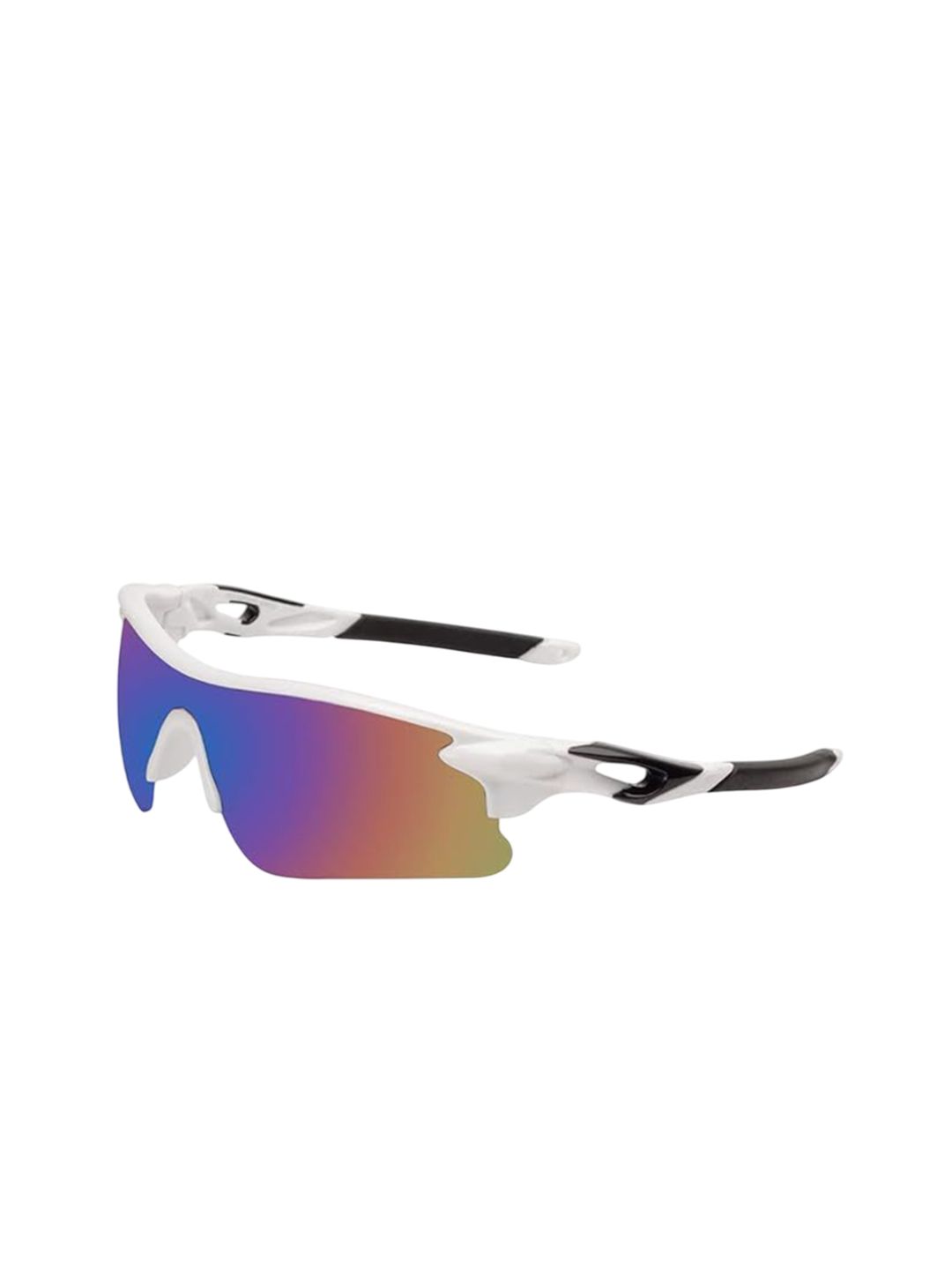 SPADEACES Unisex White Sports Sunglasses with UV Protection Rainbow Mirror Lens-picture-10