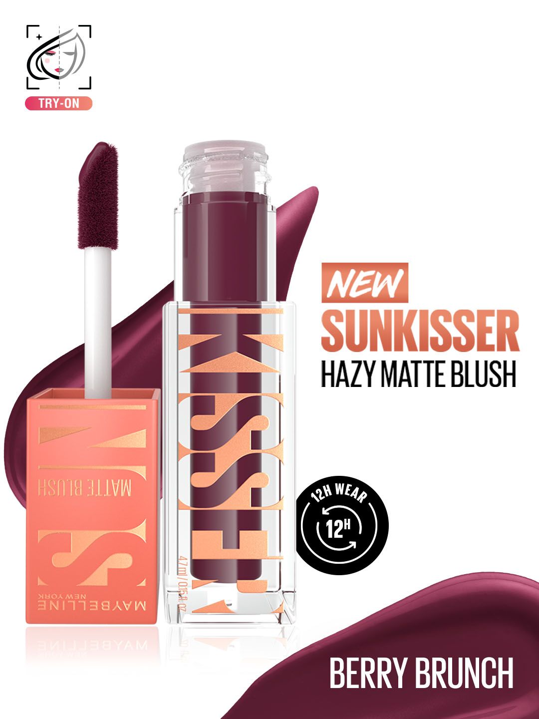 Maybelline New York Sunkisser 12H Long Wear Hazy Matte Liquid Blush 4.7g - Berry Brunch-picture-26