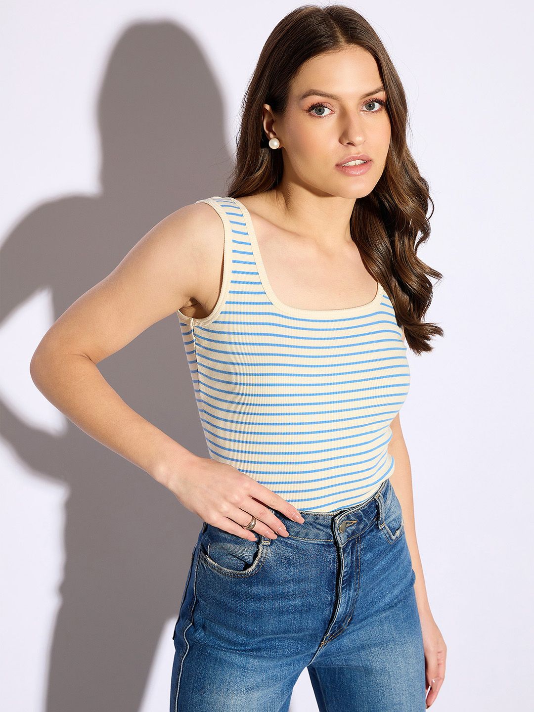 CORSICA Striped Square Neck Fitted Top-picture-33