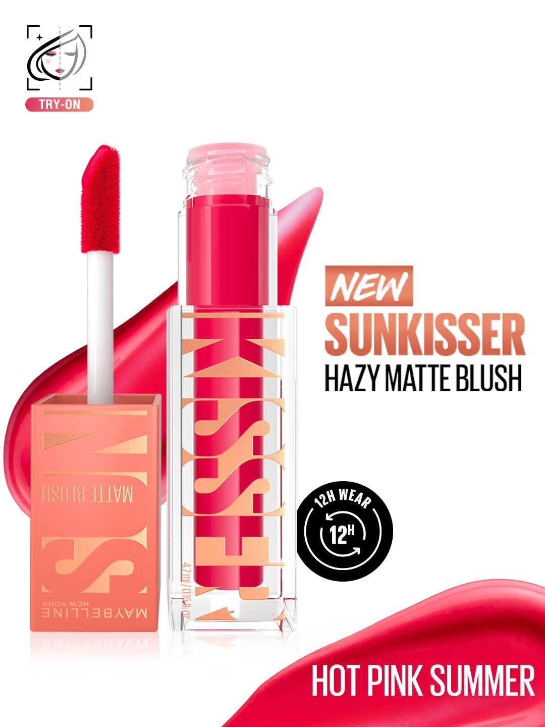Maybelline New York Sunkisser 12H Long Wear Hazy Matte Liquid Blush 4.7g - Hot Pink Summer-picture-33
