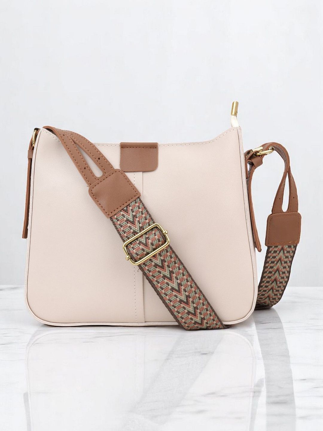 CRUSSET Cream Structured Shoulder Bag-picture-56