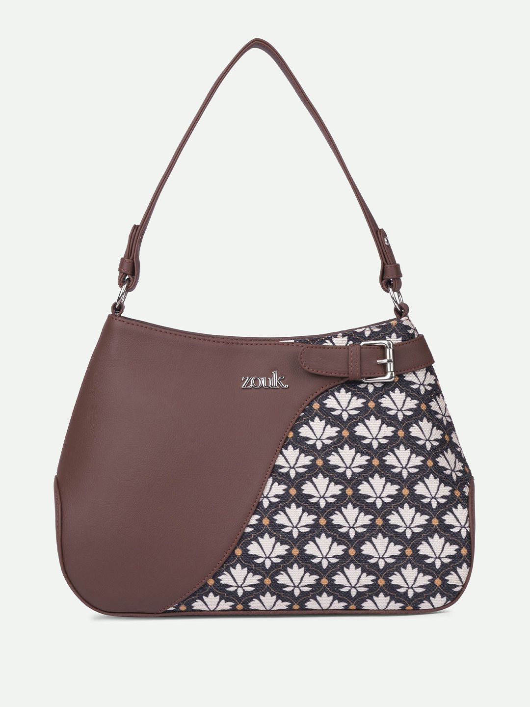 ZOUK Ethnic Motifs Printed Leather Bucket Handheld Bag