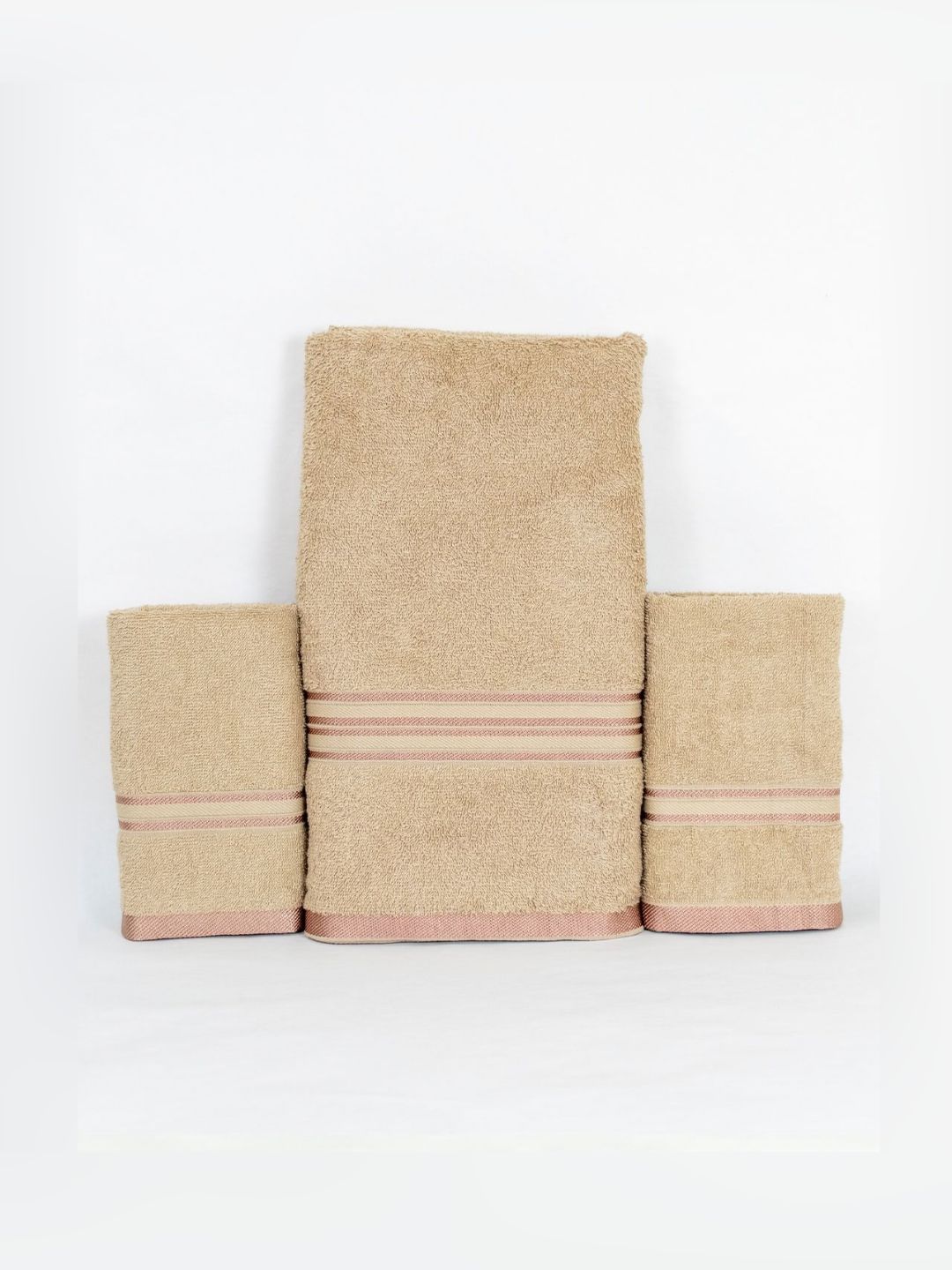 Aura Beige 3 Piece Cotton 400 GSM Towel Set-image-15