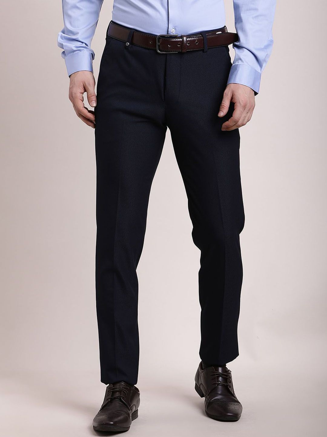 Turtle Men Textured Tailored Slim Fit Formal Trousers-picture-29