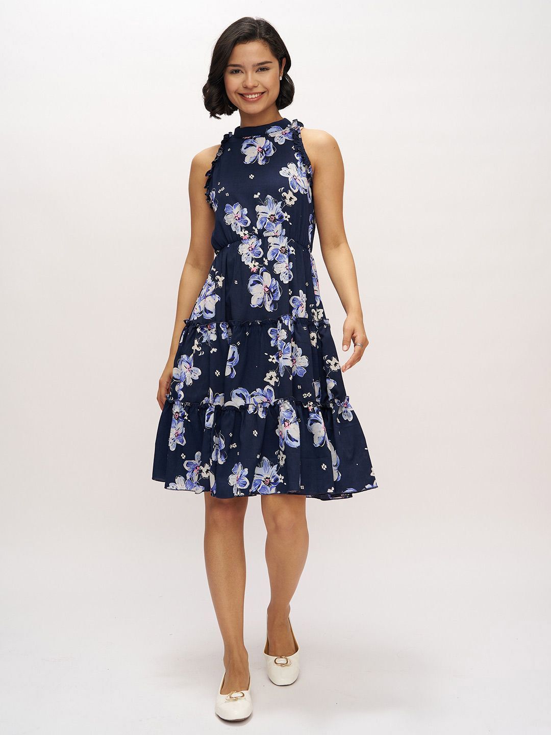 DressBerry Women Floral Print Halter Neck Fit & Flare Dress-picture-33