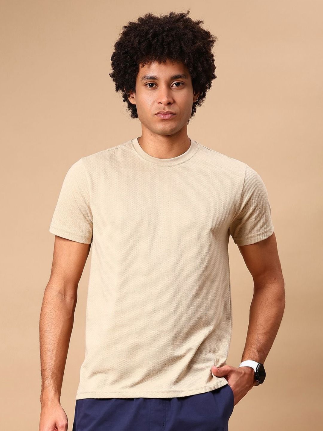 V-Mart Self Design Short Sleeves Cotton T-Shirt-picture-50