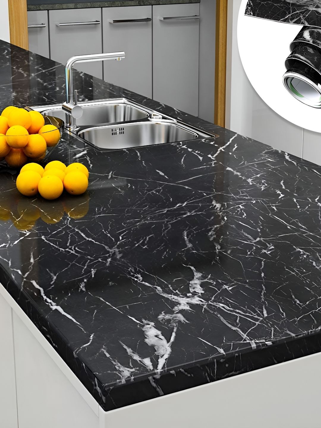 INDIAN ROYALS Black Marble Peel & StickPrinted Self-Adhesive & Durable Wall Sticker-image-14