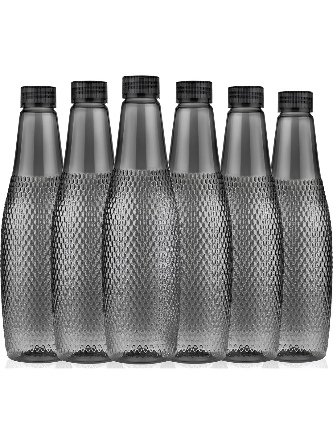 Aura Black Set of 6 Plastic Solid Water Bottle
