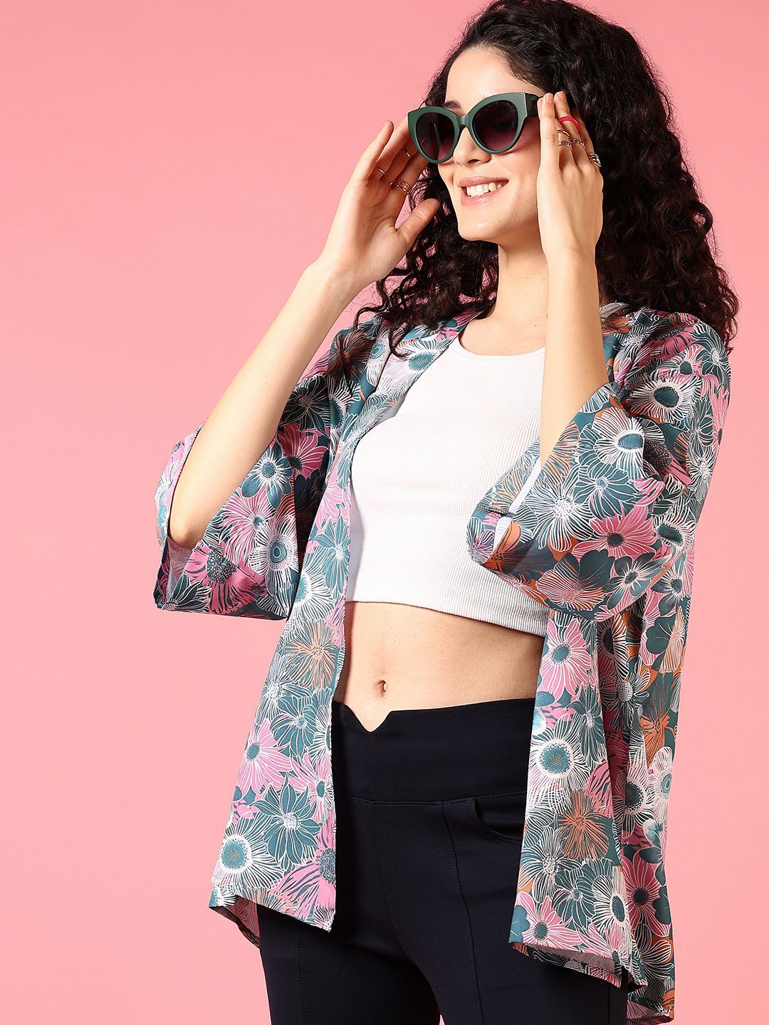 LIMEROAD Floral Printed V-Neck Cotton Shrug-picture-18