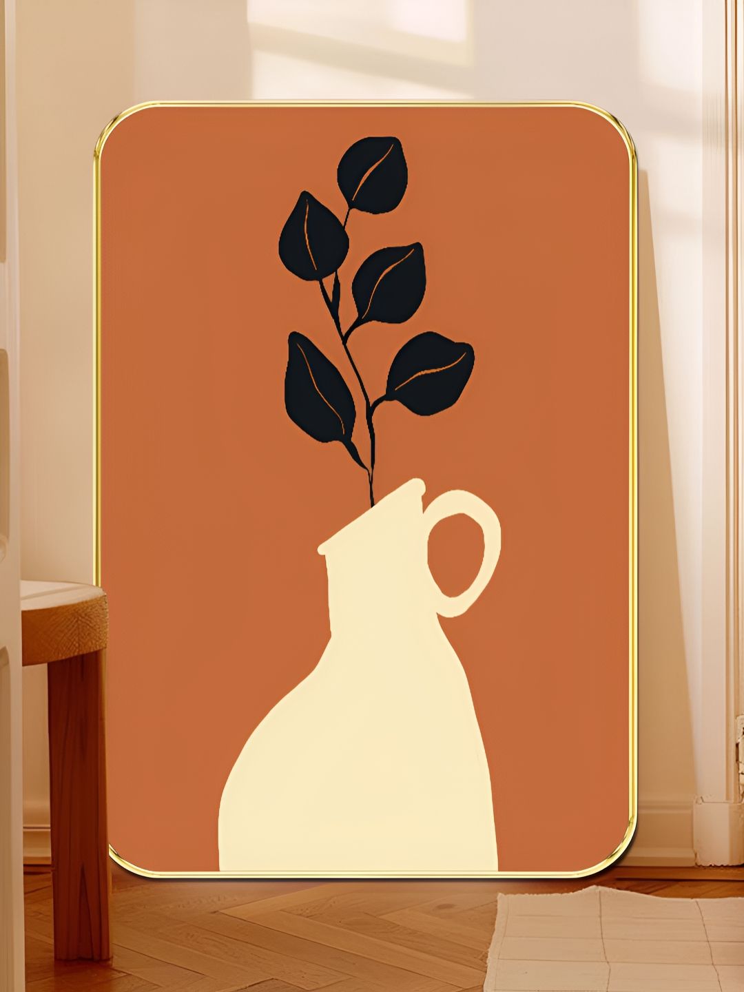 Myntra Elegant Homes Rust & Cream-Coloured Wooden Minimalist Vase Wall Art-picture-18