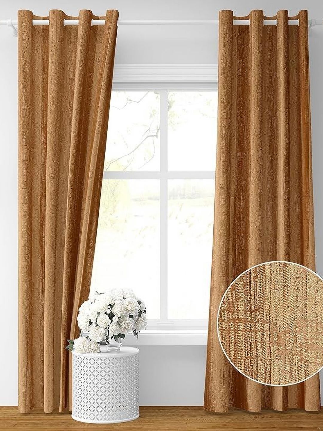 Aura Gold-Toned 2 Pieces Abstract Printed Textured Room Darkening Door Curtain-picture-27