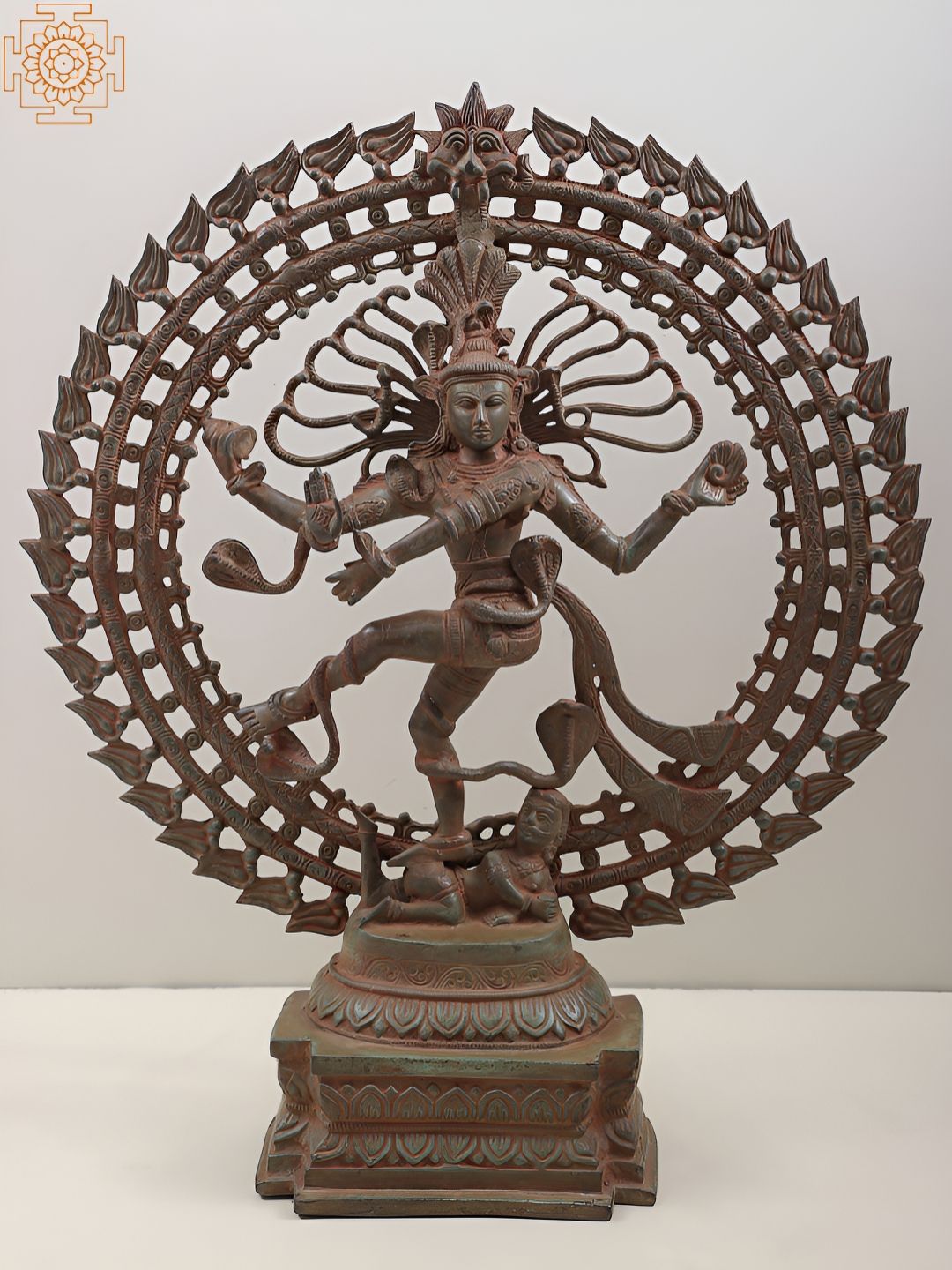 Exotic India Green & Brown Religious Nataraja Idol Showpiece-picture-18