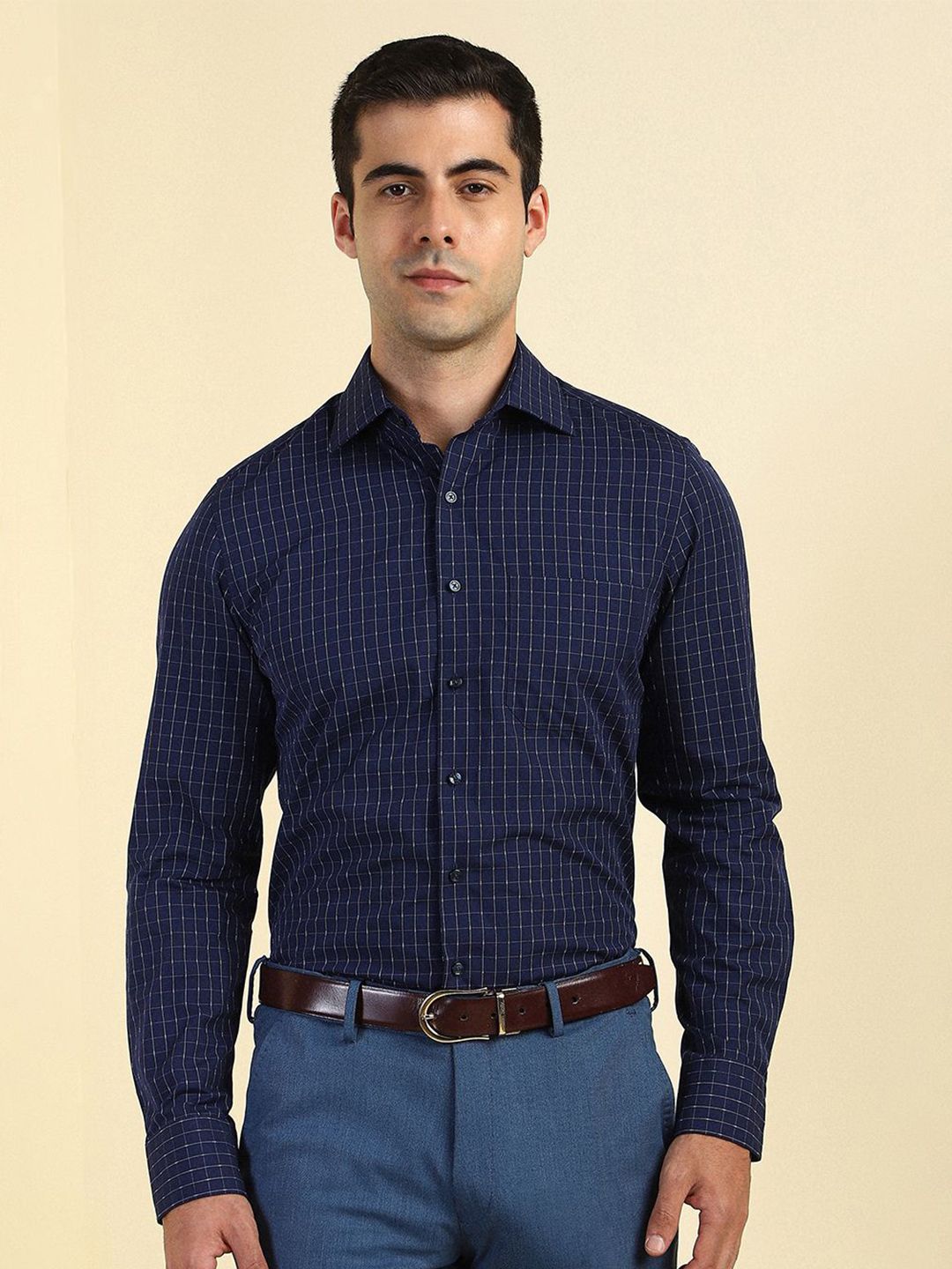 Allen Solly Sport Slim Fit Grid Tattersall Checked Opaque Cotton Formal Shirt-picture-30