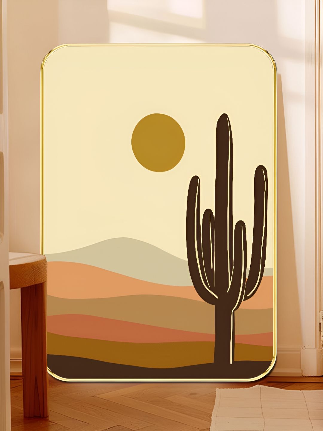 Myntra Elegant Homes Beige & Brown Desert Sunset Wooden Wall Art-picture-25