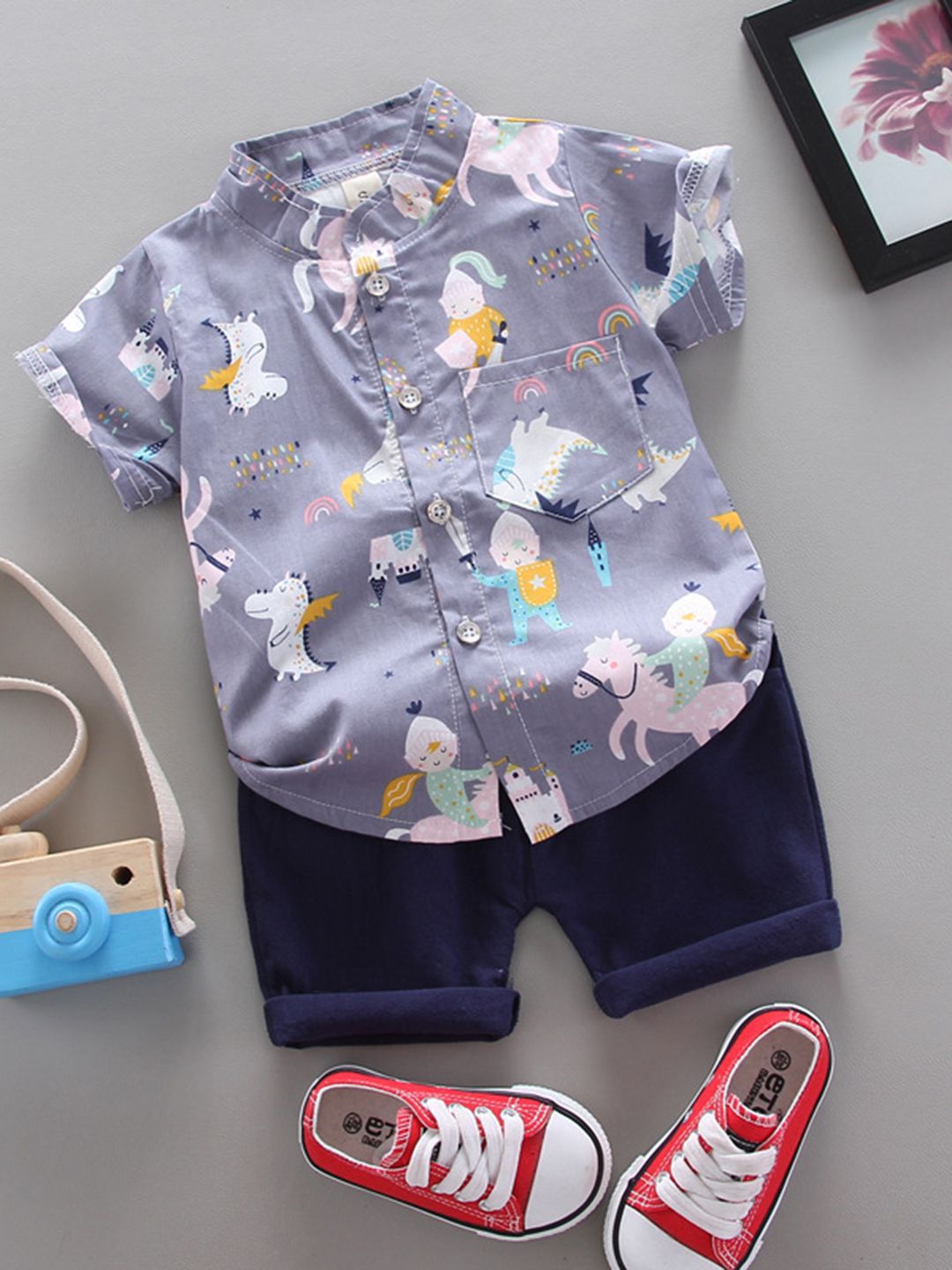 YK Boys Printed Shirt With Shorts Clothing Set-picture-27